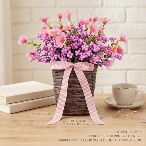Couronnes de panier pour porte d'entrée en fleurs violettes artificielles