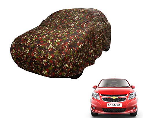 Image of Auto Hub Car Cover Compatible with Chevrolet Sail UVA with Weather Proof, Triple Stitched, Sail UVA Car Cover Jungle Look