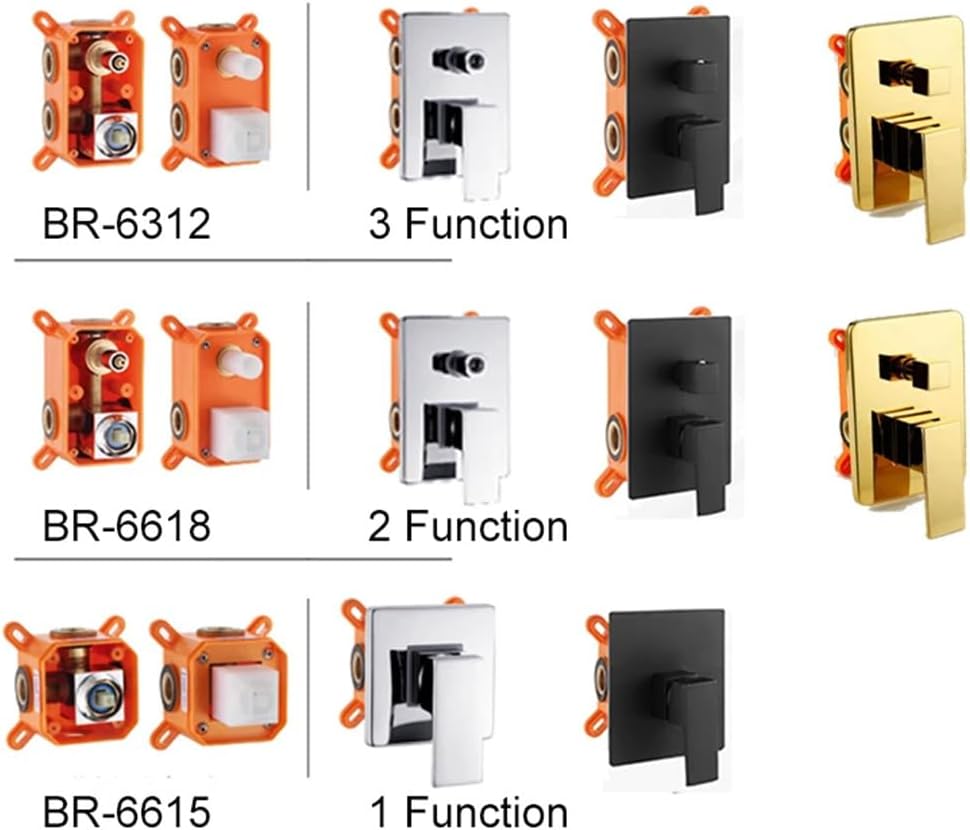 Hcclijo Golden Brass Shower Faucet Mixing Valve 1-2-3 Ways Concealed Embedded Box Brass Concealed Valve Wall Mount 3 Way Golden