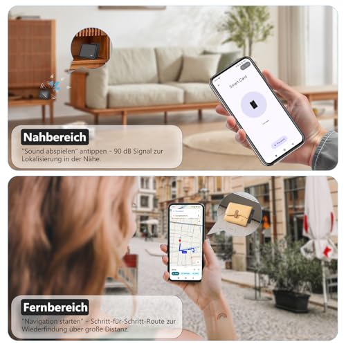 Geldbörsen-Tracker-Karte für Android, Wiederaufladbarer Geldbörsenfinder, Kompatibel mit Google Mein Gerät Finden APP (Nur Android), Bluetooth Tracking Card für Schlüssel, Gepäck, Koffer & Taschen