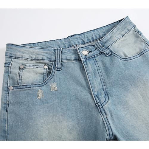 Men's Designer Solid Straight Skinny Jean Distressed Comfort Flex Waist Pants Ripped Regular Fit Stretch Jeans2