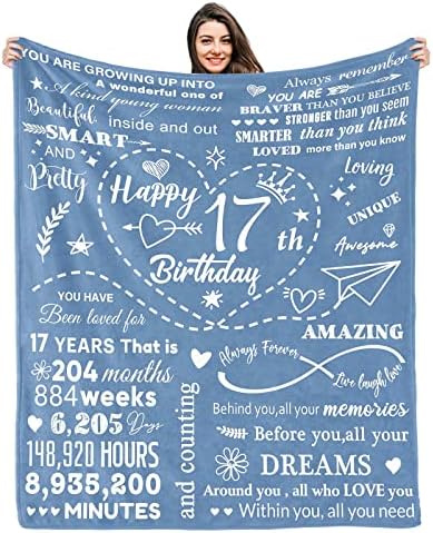 Kesidilo Birthday Gifts for 17 Year Old Girls,17th Birthday Decorations for Girls Daughter Granddaughter Sister,17 Year Old Girl Gifts Ideas for Teen Girls Blanket 50" X 60"