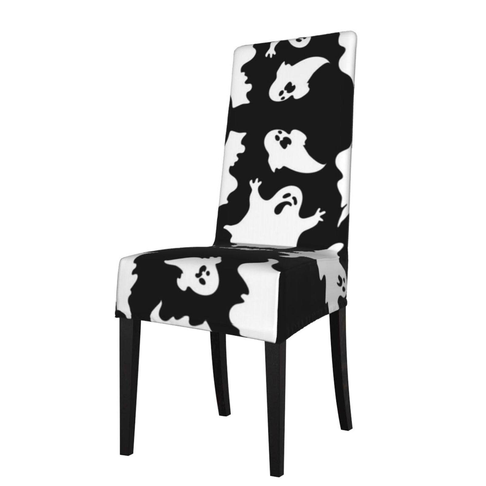 Esasam Halloween Goth Printed Dining Chair Protective Cover, Machine Washable, Suitable For Universal Armless Chairs