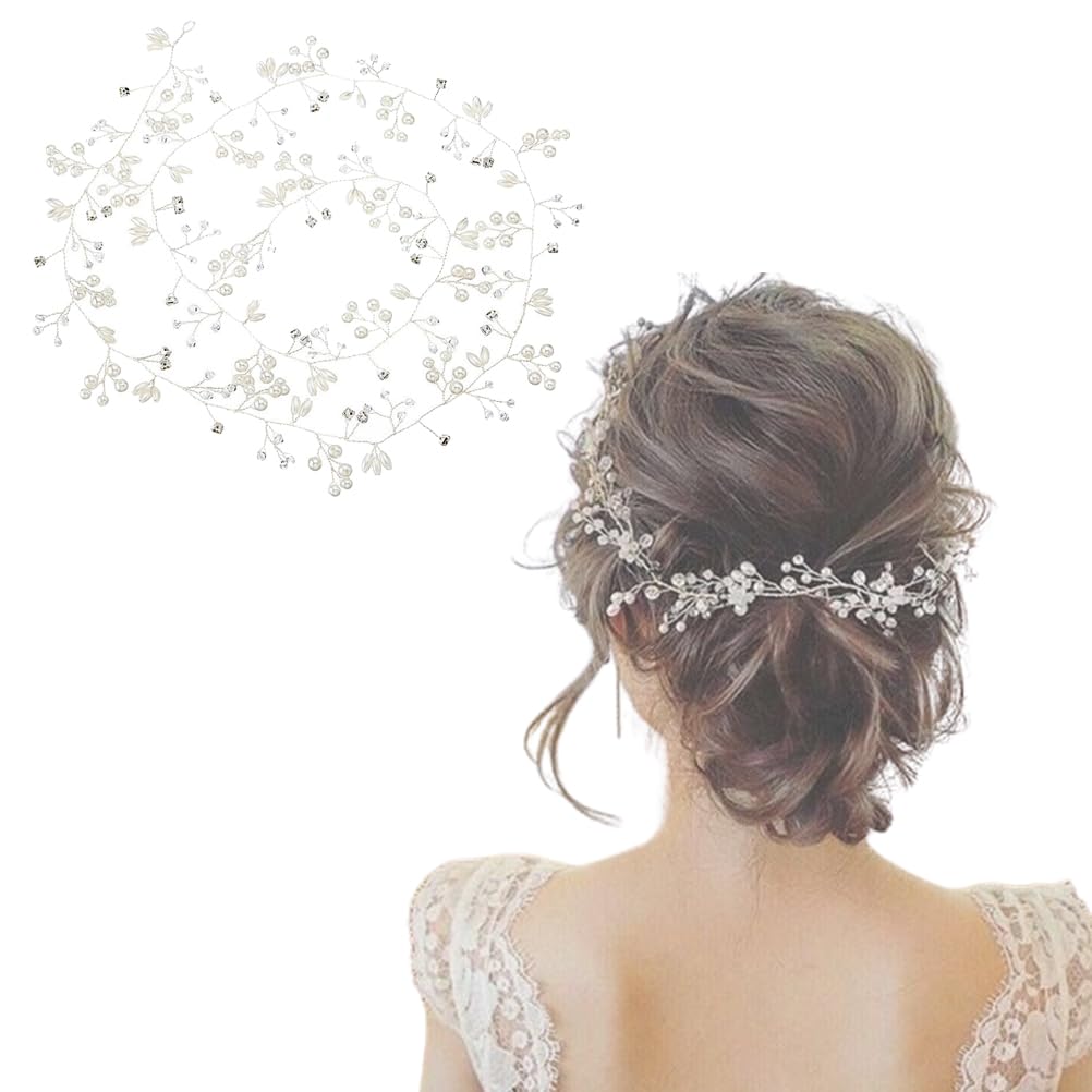 Accesorios para el cabello de la boda, diademas de la boda de alambre de pelo Accesorios para el cabello de novia de perlas de diamantes de imitación de plata de la flor bandas para el cabello