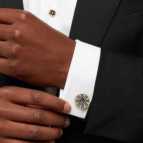 Image of HAWSON Cufflinks for Men, Gold Diamond Crystal Cufflinks for Groom Husband Personalized Gifts, Mens Formal Wedding Business Cufflinks, Luxurious Gorgeous Cuff Links French Shirt Accessories