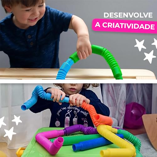 30 Poptube Tubo Fidget Tube Toys Folding Pop It Anti Estresse Autismo Desenvolvimento