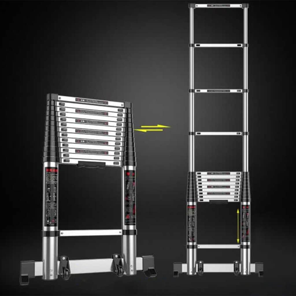 Telescopic Ladder,Aluminum Extension Tall Ladder No-Slip Multi Purpose Telescoping Ladder Multi Purpose Loft Ladder Stepladder