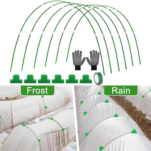 Makamsui Greenhouse Hoops Grow Tunnel Kit for Raised Bed, Bendable Rust-Free Fiberglass Support Hoops Frame for Garden Fabric, DIY Plant Support Garden Stakes Plant for Row Cover Sets
