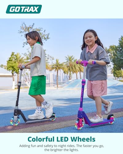 Image of Gotrax K03 Kick Scooter for Kids, 5 inch LED RGB Lighted Wheels, 4.6 Lbs Lightweight and One-Click Detachable Design, Height Adjustable Handlebars, Anti-Slip Deck and Max Load 110 Lbs for Boy&Girl Age 3+