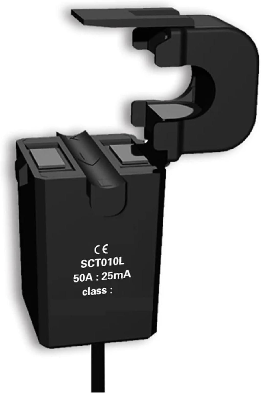 SCT010L Split Core Current Transformer, CE RoHS Certified, 20A-80A Input, 0.5% Precision Class, Single Phase, Black Encapsulated Design (80A-26.6mA Class 0.5)
