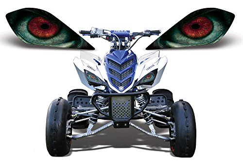 AMR Racing ATV Headlight Eye Graphics Decal Cover Compatible with Yamaha Raptor 700/250/350 - Nightmare