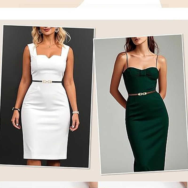 Leather Skinny Belt for Women – Adjustable, Lightweight, Foldable Design with Metal Buckle – Accentuates Dresses and Jeans, Ideal for Stylish Daily Looks or as a Thoughtful Gift(Brown)4