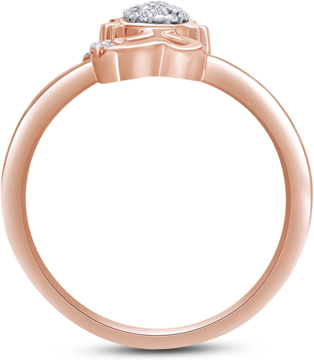 AFFY White Natural Diamond Cat Fashion Ring in 14k Gold Over Sterling Silver (0.05 Ct)