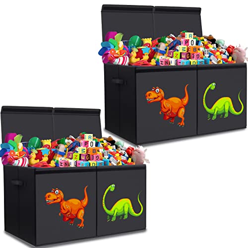 Annkie 2Pcs Toy Box,Toy Box For Boys,Toy Chest For Kids,Collapsible Sturdy Toy Storage With Lid & Handles,Toy Organizers And Storage For Nursery,Playroom(Dinosaur) 26.8" X 13.8" X 16" #TOP7