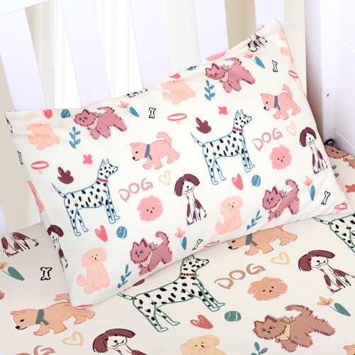 Image of Cloele Kids Toddler Pillowcase Envelope Travel Pillowcase Baby Pillow Cover Fits Pillows Sized 12x16 or 13x18-1 Pack Soft Children's Bedding Pillowslip Case for Boys and Girls -Cute Dogs