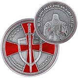 Knights Templar Challenge Coin – Red Cross & Shield Commemorative Coin, Viking Warrior Flipping Coin, Christian Collectible Gift