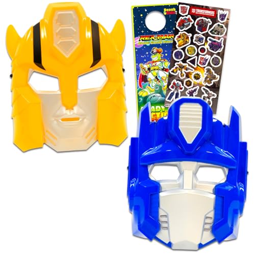 Transformers Masks for Kids 2 Pack Set - Bundle with Optimus Prime and Bumblebees Masks for Dress Up Pretend Play Plus Stickers More | Transformers Costume Accessories