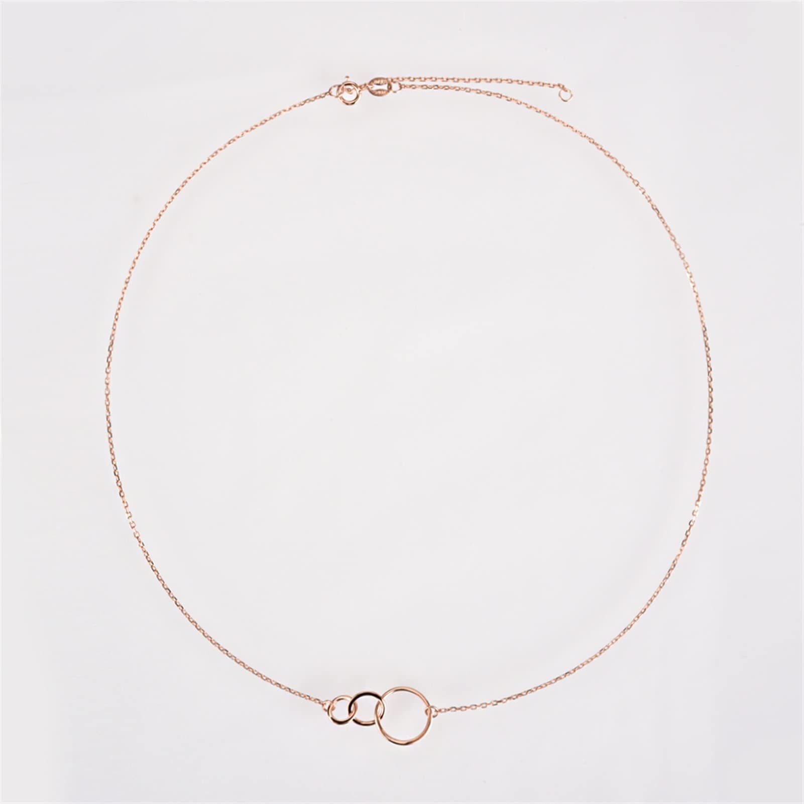 Naszyjnik 925 Srebrny Triple Circle Wisiant Naszyjnik Prosta moda naszyjnik Kobiet Biżuteria Women Wiselant (rozmiar: złoto) ()