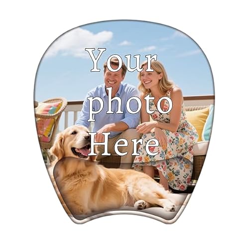 Custom Photo Mouse Pad with Wrist Support, Personalized Ergonomic Mouse Pad with Wrist Rest, Personalized Photo Text,Anti-Slip Rubber Base Mousepad for Computer, Office, Laptop (9.8L×8.7W inches)
