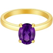 Oval Gemstone Solitaire 18k Gold Filled Brass Ring Hessonite Garnet Amethyst Citrine London Blue Topaz Womens Elegant Jewelry