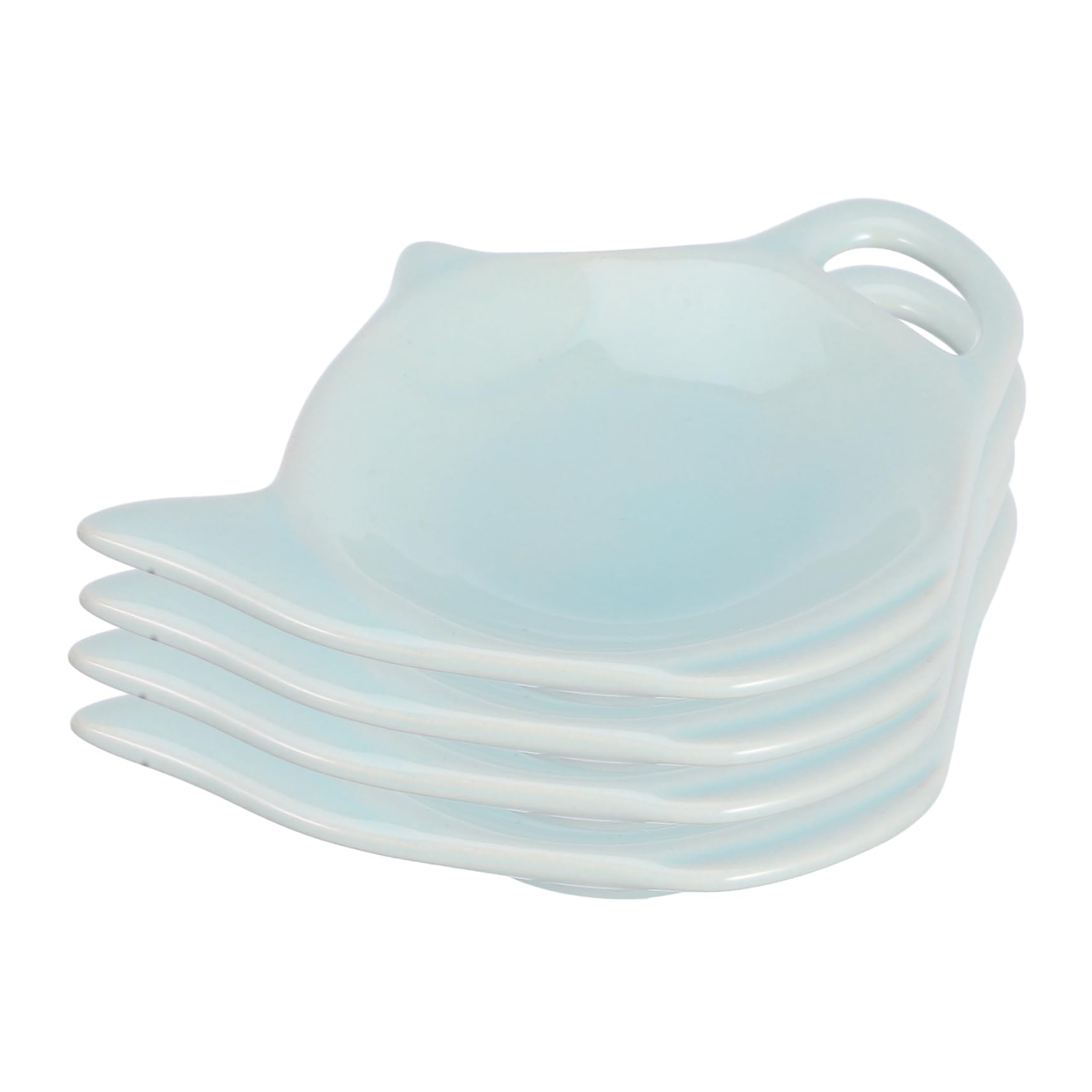 Ciieeo 4Pcs Ceramic Tea Bag Holder Teapot Shaped Decorative Saucer for Snacks Butter Elegant Tea Cup Coaster for Table Protection Tea Lovers