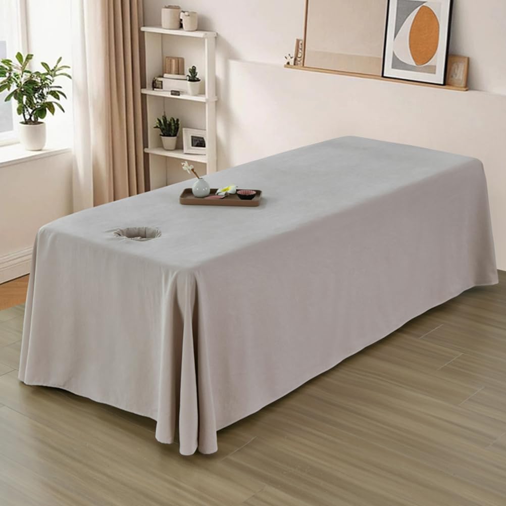 Ldlcycn Khaki(H) ,80 * 190Cm, Massage Bed Cover With/Without Hole Massage Spa Table Bed Sheet Full Wrap Massage Table Skirt Spa Bed Cover With Skirt Beauty Massage Spa Couch Cover Washable
