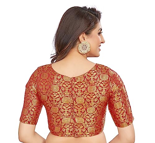 womens traditional benaras brocade readymade stitched saree blouse