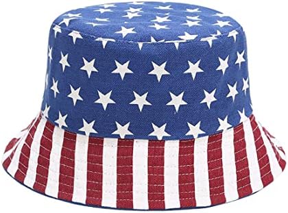 Durio American Flag Bucket Hat for Men Women Reversible Summer Bucket Hats for National Day C American Flag Print