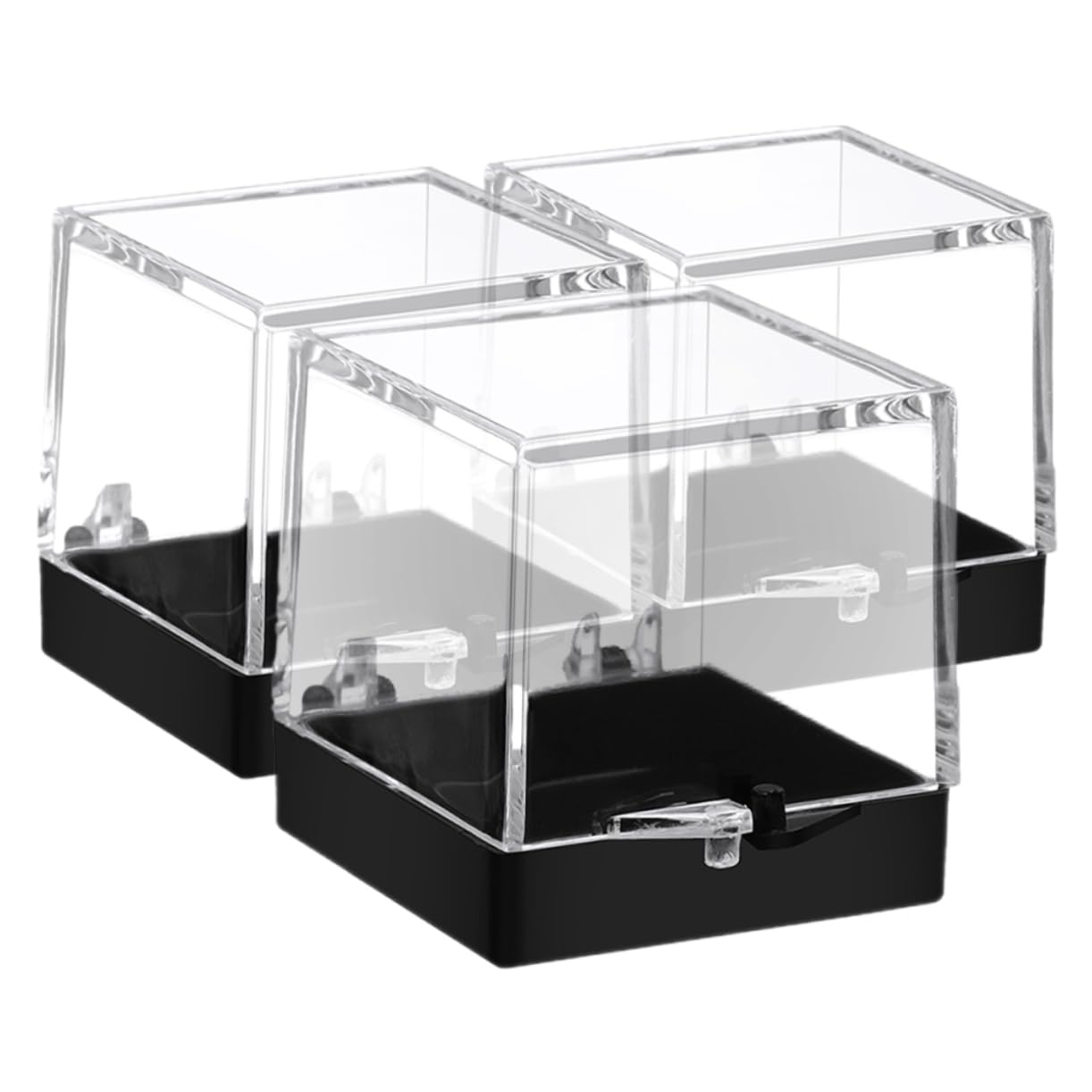 HOOTNEE 3pcs Boxes Mineral Standard Box Display Cabinet Specimen Container Transparent Mineral Showcase Specimen Storage Case Clear Display Cases Mineral Display Case Specimen Case Plastic