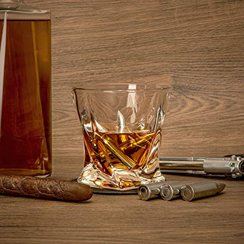 Image of Whiskey Bullet Stones, Stainless Steel Whisky Rocks, Reusable ice cube Metal Ice, Gifts for Men Dad, Christmas Stocking Stuffer, Whiskey Stones Rocks Bullet Shaped Ice Cubes (Standard Packing)