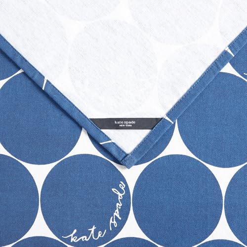 Image of kate spade new york Joy Dot Cloth Napkins 4-Pack Set, 100% Cotton, Machine Washable, Navy Blue /Cream, 20 inchx20 inch