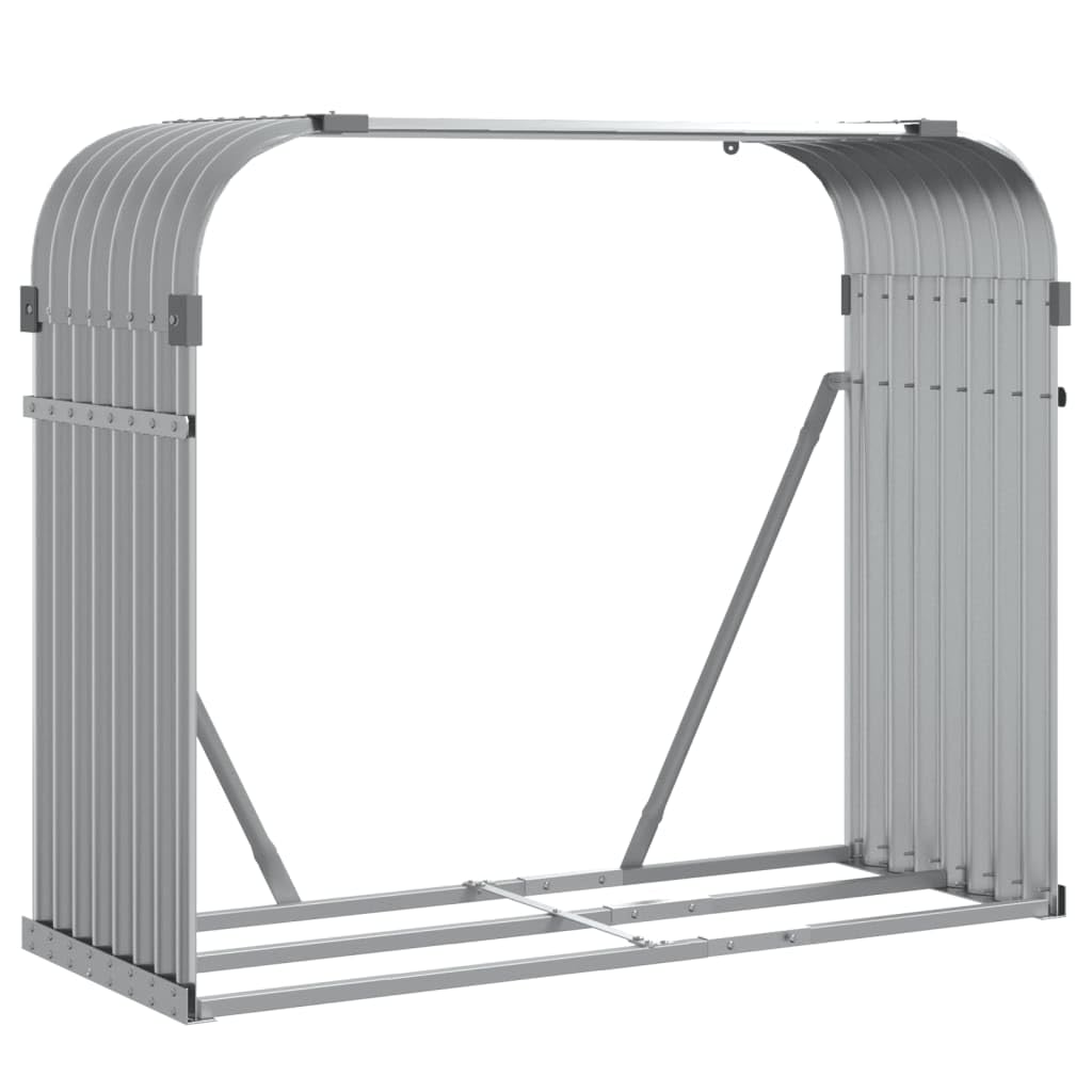 Vidaxl Light Grey Galvanised Steel Log Holder Firewood Rack - Ample Space, Ventilated, Secure, For Gardens/Patios/Outdoor Large