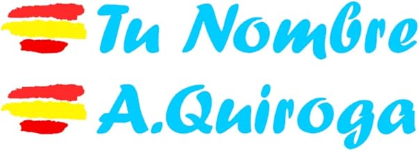 Spain Flag Vinyl Sticker + Your Name - Kit of Two Vinyl - Cut Vinyl (Light Blue)