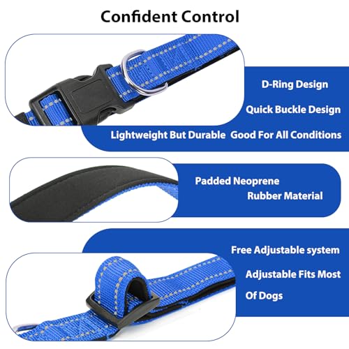 Reflective Dog Collar Padded with Soft Neoprene Breathable Quick Release Basic Dog Collars for Medium Dogs Blue Boy Girl  Cucciolini Doodles Reflective dog collar padded with soft neoprene breathable quick release basic dog collars for medium dogs blue boy girl   cucciolini doodles