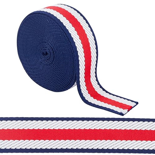 GORGECRAFT 5m Tricolor Ribbon Cotton Webbing Strap Black White and Red Stripe Grosgrain Ribbon Double Face Polyester Colorful Ribbon for Crafts DIY Gift Package Wrapping Clothing Accessories