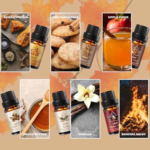 Fall Essential Oils Set, Top 6 Autumn Essential Oils for Diffusers for Home, Fragrance Oil for Candle, Aromatherapy Gift Set | Pumpkin, Apple Cider, Maple Butter, Snickerdoodle, Vanilla, Bonfire Night - Image 3