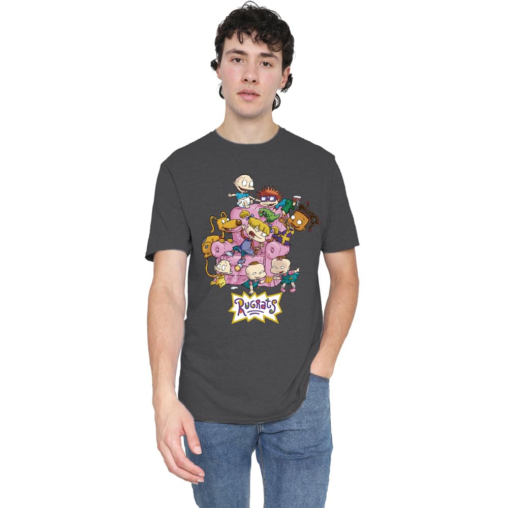 Nickelodeon Men's Grey Rugrats Rugrats Chair T-Shirt-Charcoal in Size 2XL, Sports Direct