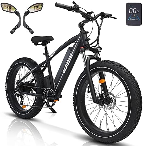 HAOQI Electric Bike for Adults 48V 20AH Removable Cells Battery Black Leopard Pro, 750W Brushless Motor, 26" x 4.0 Fat Tire 28MPH, 7-Speed