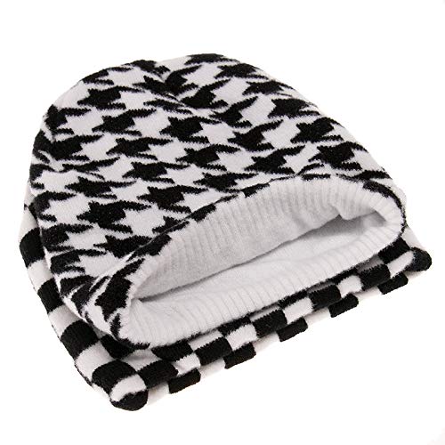 Newfancy Women Men Winter Hats Houndstooth Print Beanie Knitted Soft Warm Slouchy Skull Ski Cap #TOP1