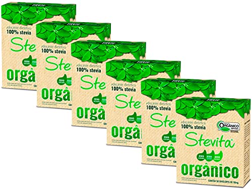 Kit 6 Adoçante Stevia Diatético Orgânico 50 sc Stevita 50mg