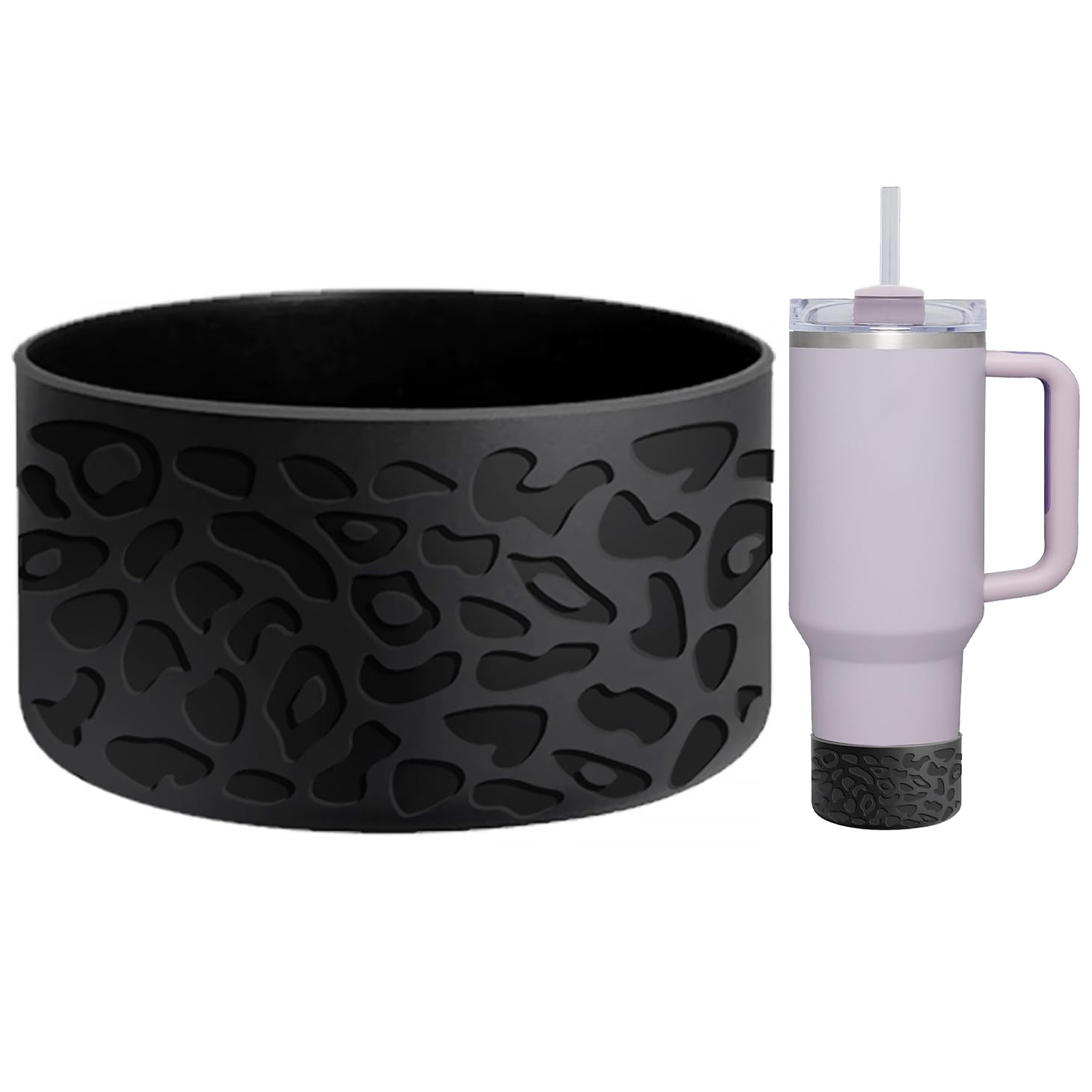 for Stanley Cup Accessories, Leropard Engraved Silicone Boot for Stanley Cup 40oz 30oz 20oz & Hydro Flask 12-24oz, Stylish Bottom Protector Cover Sleeve for Yeti, Simple Modern, Owala Bottles