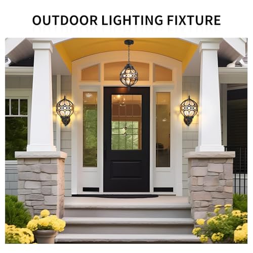 Dusk to Dawn Globe Outdoor Wall Lights for Porch, Black House Exterior Light Fixtures Wall Mount, Anti-Rust Sphere Outside Wall Sconces Lanterns Lighting, 2 Pack