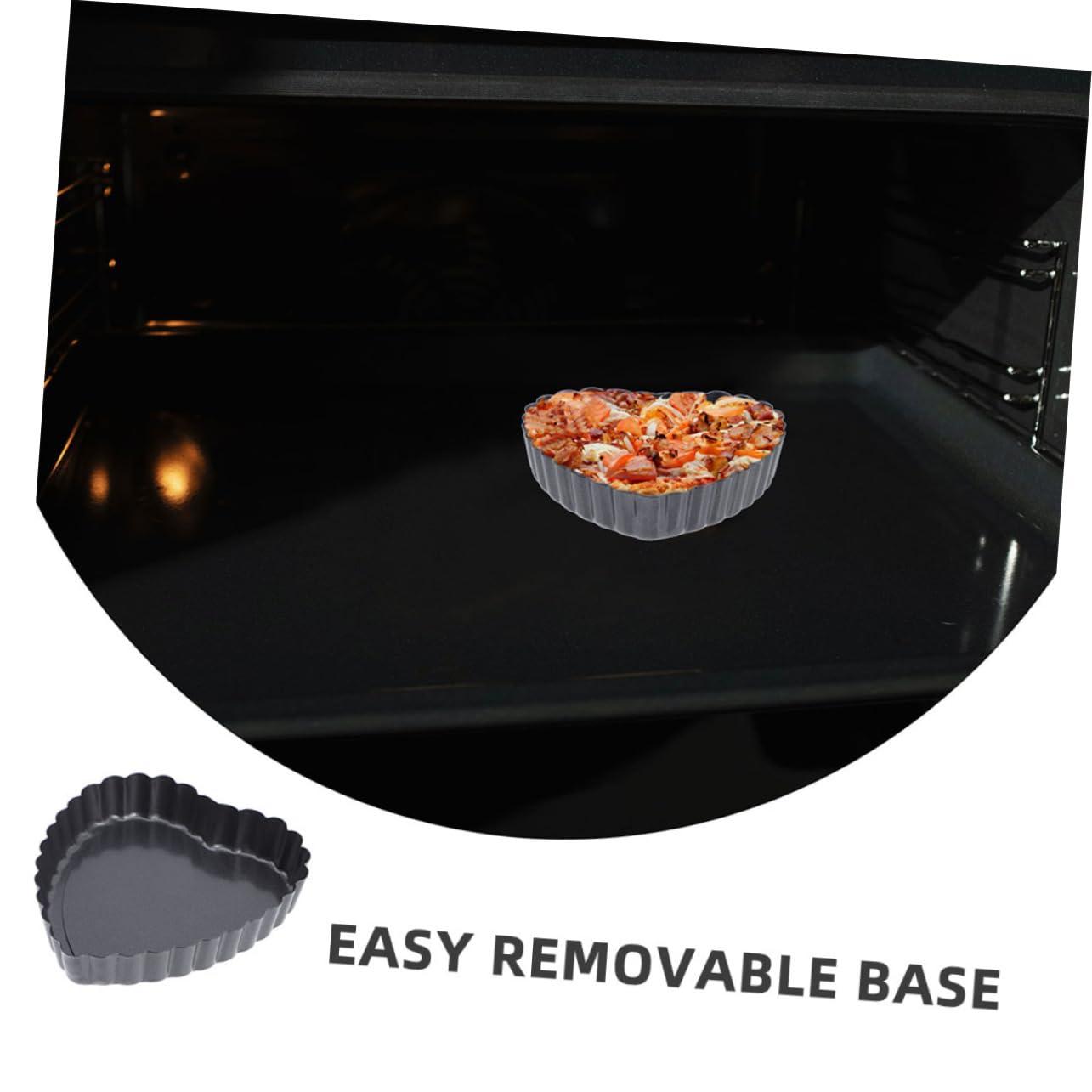 IMIKEYA Mini Tortiere Cuore con Fondo Removibile e Rivestimento Antiaderente Design Elegante a Onde Set 6 Pezzi in Acciaio al Carbonio per Cucina e Dolci Fatti in Casa