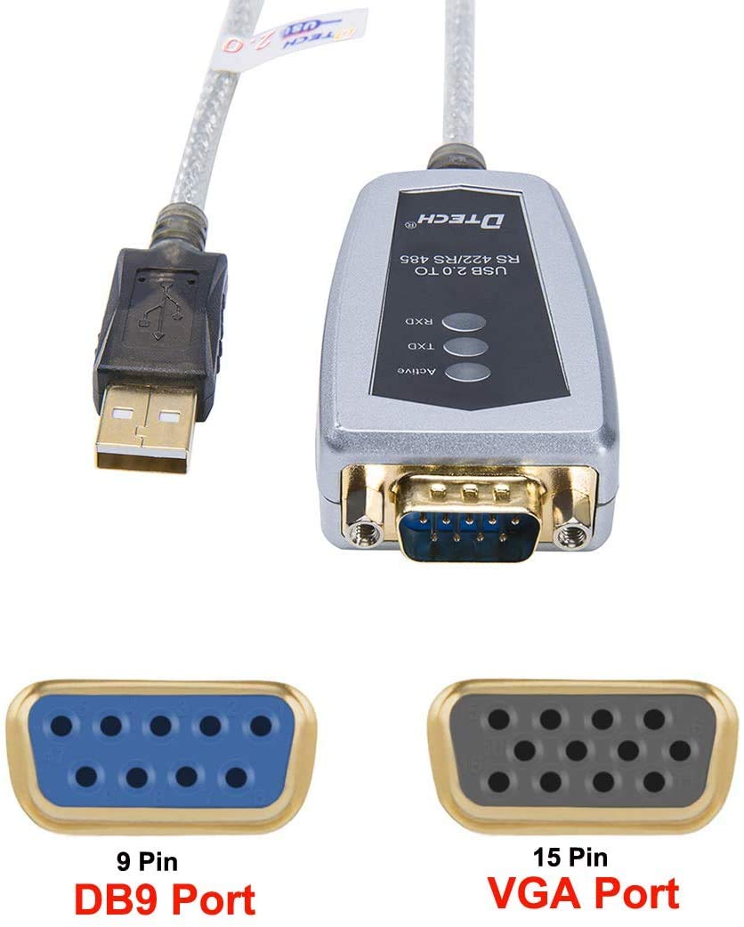 DTECH Câble adaptateur convertisseur USB vers port série RS422 RS485 avec puce FTDI, compatible avec Windows 11 10 8 7 XP Mac - 15,2 cm