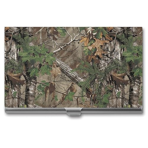 Camouflage Trees Business Card Holder Slim Credit Case Pocket Name Case Wallet for Men Women