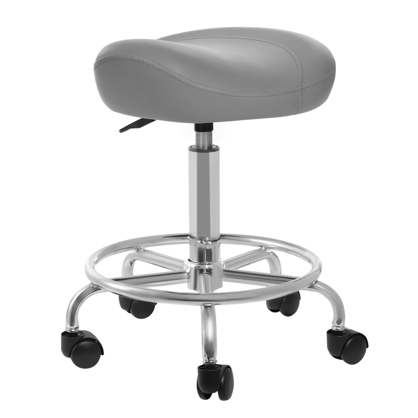 Sedia a rotelle, sella sgabello, sgabello ergonomico con ruote, cuscino morbido e confortevole regolabile idraulicamente per soggiorno, salone di tatuaggi, spa, ufficio domestico, dentista
