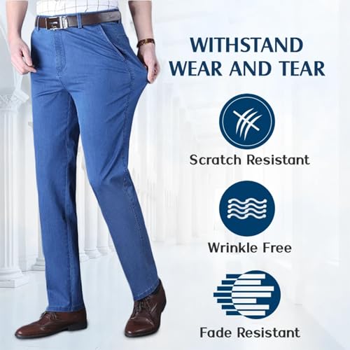 Senistyle Jeans for Men, JettJeans3 - Men's Classic Straight Fit Stretch Jeans for Older Men2
