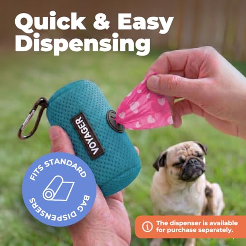Image of Best Pet Supplies Dog Poop Bags, Rip-Resistant and Doggie Waste Bag Refills with d2w Controlled-Life Plastic Technology - Pack of 150, Pink Heart (Scented)