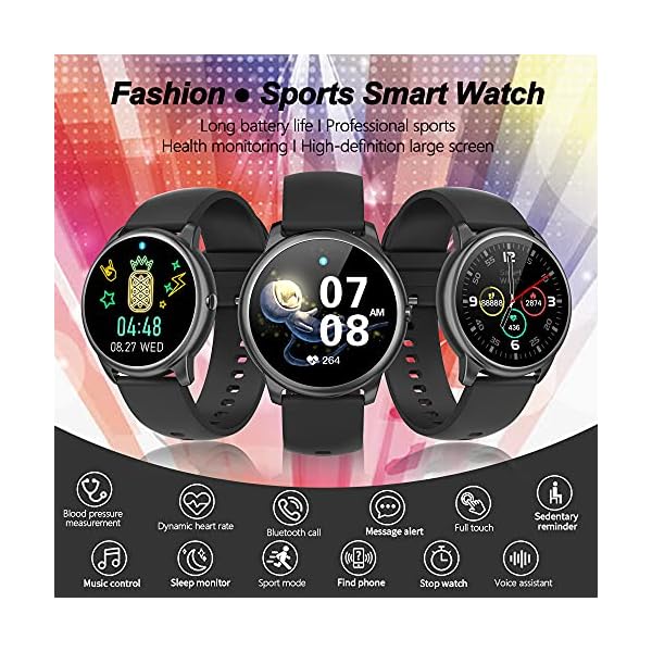 Smart-Watch-for-Men-Women-MakeAnswer-Call-Fitness-Tracker-with-Heart-Rate-MonitorBlood-PressureSleep-MonitorPedometerMessage-ReminderMusic-Control-Smartwatch-for-Android-and-iOS-Phones-Black Smart Watch for Android iOS Phones, Fitness Tracker with Blood Pressure, Heart Rate Monitor, Sleep Monitor, Waterproof…