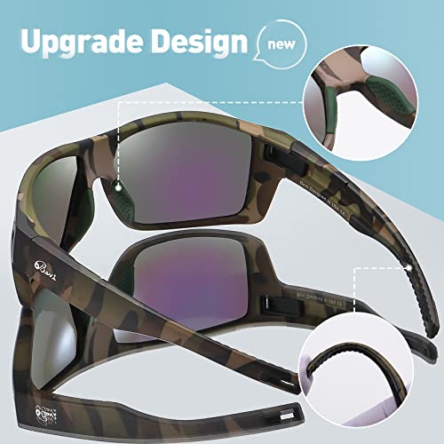 Image of Bevi Square Polarized Sunglasses UV 400 Protection with TR90 Lightweight Frame Glasses for Women Men